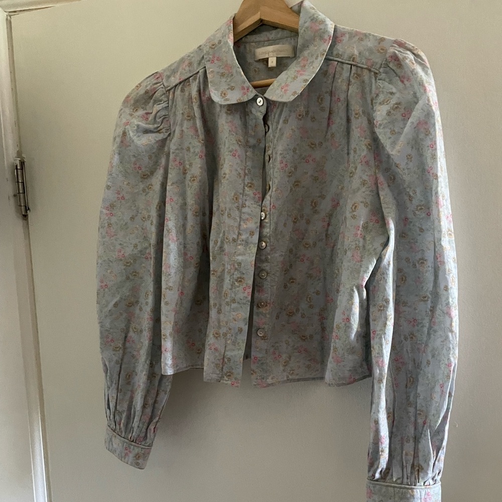 Love Shack Fancy Crop Floral shirt
